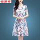 Hengyuanxiang ice silk floral dress mid-length 2025 new fashionable print middle-aged and elderly mothers dress to look slim skirt Ice silk 9904 skirt 5XL 165-180Jin[Jin equals 0.5 kg]