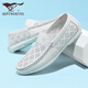 Siete zapatos para hombres de lobo para zapatos de frijoles de vaca nuevos de la capa superior de verano para hombres de negocios para hombres zapatos loafer zapatos de cuero transpirable sin deslizamiento blanco 9926 42