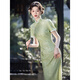 The new Chinese style girl with the European (YIOU) green cheongsam temperament, the new summer college entrance examination, the young and small person 9716 yellow cheongsam XL