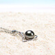 LIGHT MARK Small White Light Selected Seawater Pearl Necklace Small Fan S925 Tahitian Black Pearl Pendant Clavicle Chain 8-9mm