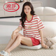 
LangSha (LangSha) pure cotton pajamas for women in summer set short-sleeved shorts two-piece set sweet spring and summer internet celebrity home clothing 9856 short-sleeved cotton M (75-95Jin [Jin equals 0.5 kg])