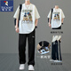 
Woodpecker (TUCANO) new summer printed short-sleeved T-shirt for men sporty and fashionable teenagers student trendy handsome suit two-piece set 695 white (short-sleeved + 7081 two-wear ice M (recommended 80-100 Jin [Jin equals 0.5 kg])