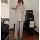 Ziweiqi xiangtao Pajamas de flores moradas para el pecho de algodón de mujeres primavera y otoño ropa nueva para el hogar 9926 púrpura 170 m