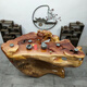 
Essential tree root carving tea table tree root tea table whole log tea sea tree head tea table camphor tree root chicken wenge wood golden nanmu household D2694 get 4 stools
