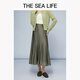 THE SEA LIFE半身裙女欧海一生 优雅丝滑半身裙女2025夏高腰鱼尾裙VB12101 橄榄绿 S