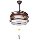 New Chinese fan chandelier bedroom living room solid wood invisible home Chinese style retro fan frequency conversion restaurant chandelier peony diameter 50 cm 48 inch DC frequency conversion