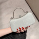 
CALCULAT/KEEN2025 new double ring dinner handbag with diamond embellishment banquet bag evening dress bag shiny mini clutch Chinese Valentine's Day gift bag golden