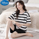 Disney's new pajamas for 2025 for women's summer cotton short-sleeved two-piece summer striped home clothes, free YZT9859 with M women's style, recommended 80-Jin [Jin equals 0.5 kg]