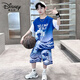 迪士尼（Disney）男童夏季套装库里30号球衣中大童短袖篮球服儿童运动速干衣两件套 9908蓝色 170
