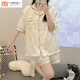 莫代尔带胸垫月子服春夏薄款短袖纯色棉孕妇哺乳睡衣夏季两件套怀孕期家 724彩色兔头纯.棉短袖【带胸垫】 均码 短袖短裤纯.棉面料，透气吸