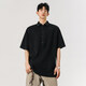 OEMG schweres T-Shirt mit kurzärztem T-Shirt für Herren Sommer Trendy Marke High-End und hübsches Waschen Henry Kragen Lose Top T-Shirt Black XL [Vorgeschlagen 110-130jin [Jin entspricht 0,5 kg]]