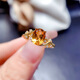China University of Geosciences Jewelry s925 sterling silver natural Brazilian citrine ring for women 6*8mm
