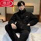 
LangSha men's pajamas winter plus velvet thickened coral velvet three-layer cotton jacket turtleneck zipper flannel home clothing set 9926 men's [turtleneck zipper + cotton pants L [height 162-172, weight 100-125