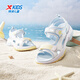 XTEP children's beach shoes summer girls middle and large children Velcro easy to put on and take off wear-resistant soles fashionable sweet style sandals new white/moon blue 33