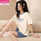 Pajamas de manga corta de mujeres modales para el algodón delgado de verano de algodón delgada de algodón grande de verano se puede usar afuera para la caricatura informal de primavera y otoño GXT6636 L (recomendado 95-115 Jin [Jin iguala 0.5 kg])