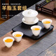 Dehua mutton-fat jade white porcelain kung fu tureen tea set set for home light luxury high-end office teapot teacup gift Dehua white porcelain-covered bowl 10-piece set