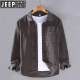 JEEP SPIRIT Spring Corduroy Shirt Men's Long Sleeve Pure Cotton Loose Thin Japanese Strip White Casual Shirt Jacket Dark Blue [9716] M