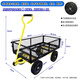 NAOISKEY 4016 Tool Trolley Flatbed Truck Trailer Tiger Cart Roasted Sweet Potato Cart Foldable Net Cart Side Block Removable With Pump Single-layer Pneumatic Wheel Yellow + Black
