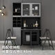 Jinni Yilan folding dining table household gray tabletop with storage cabinet removable small apartment dining table retractable with sideboard (1.2*0.4*1.85)