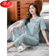 Langsha Pyjamas für Frauen für Sommerpure Baumwolle 2025 Neue Kurzschläfchen Hose Kleidung für dünne Baumwollanzüge 7374 Bohnengrün M 80-100jin [Jin gleich 0,5 kg]