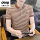 JEEP SPIRIT冰丝短袖t恤男夏季2025新款有领条纹Polo.衫体恤潮流男装休闲衣服 Y6626灰色 M 165