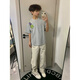 T-shirt à manches à manches courtes de Hiphop American Hiphop American T-shirt Men's Men's High Street T-shirt Loose Vertile Couple de Black à manches à manches L [Recommandé 100-120 Jin [Jin est égal à 0,5 kg]]]