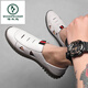 Woodpecker summer leather sandals men's soft sole soft face men's casual versatile hollow sandals hole shoes non-slip driving shoes white 6625 38