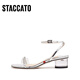 
Sijiatu 2025 summer fairy style oxygen shoes one-strip sandals thick heel women's sandals EF701BL5 clear silver 34