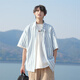 
Maitu striped short-sleeved shirt for men summer thin 2025 new loose casual men student versatile shirt jacket off white M
