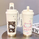 Heenoor Cute Coffee Cup Student Thermal Tasse große Kapazität 316 Keramik Edelstahl Edelstahl Liner - FA691 LINE PUPPY + LANYARD