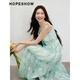 Rothülse verschmiertes Kleid 2025 Sommer Neue Frauenkleidung [Langes Sommerwellenlicht] Kleine fliegende Ärmel-Chiffon-Rock mit Holzohren Monet Garden 6A5 m