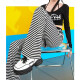 
2025 spring and summer drooping stripes loose casual micro-flare pants high waist wide-leg pants floor-sliding long pants women's trendy color [MY-686] 4XL