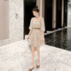 
Jian Danruo temperament Shenzhen Nanyou Dress Women's High-end 2025 High-end Guangzhou Thirteen-row Summer Square Collar Chiffon Frying Street Apricot Skirt 9435 First Belt 2XL