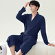 Shantou Lincun Waffle Bathroom Men's Spring and Autumn Pure Cotton Medium-length Men's Nightgown 2025 New Water-absorbing Integrated Yukata LJ16822 M Size [Weight 100-120Jin [Jin equals 0.5 kg]]