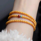 Fat Donglai same style chicken fat yellow old beeswax amber bracelet millet pearl pine bracelet multi-turn retro old style inlaid simple 6mm single circle 160mm