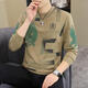 Romon 2025 autumn and winter new men's long-sleeved T-shirt European fashion men's handsome fashionable sweatshirt plus size base shirt T-shirt [Spring and autumn thin style] 6628 khaki M 90-115 Jin [Jin equals 0.5 kg]