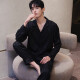 Montagut pijama de pijamas para hombres y otoño seda de hielo de manga larga nueva traje de rayas para hombres ropa para jóvenes para jóven