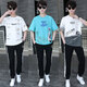 Saiyou Junior High School Students Short-sleeved Teenager Cotton T-shirt Boy Junior High School Students 12-16 Years Old Sports Set is Handsome 9226 White Blue [Set] S About 60-75 Jin [Jin equals 0.5 kg]