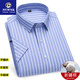Camisa de algodón de seda de verano de alta gama NVWNK Camisa de manga corta para hombres Rayas de negocios de estilo de mediana edad Camisa profesional sin traza de manga corta DX6636 45