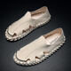 
Woodpecker men's sandals summer extra-large size black new style breathable lazy driving casual shoes soft sole driving men's shoes 9925 black 40