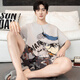 
Zisong summer large-size short-sleeved cotton pajamas men's round neck plus fat plus size 260 Jin [Jin equals 0.5 kg] Thin fat man loose home clothing set b short-sleeved 1517 L Recommended weight 110-135 Jin [Jin equals 0.5 kg]