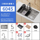 JMWU Xiaomi Grain Embossed Sink Large Single Slot SUS304 Stainless Steel Thickened Taichung Sink Home Kitchen Dish Basin 5.0 Thick Raindance Four-Speed Pullout + Desktop Control + Cup Washer Gun Gray 6845
