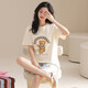 [纯棉][带胸垫]睡衣女夏款短袖短裤学生休闲可外穿家居服套装cker CKE-W6172-1A L