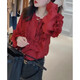 9857 da aimei yiyuan 2025 automne nouveau cou rond plissé chemise à manches longues à manches longues