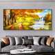 Salon de plancher doré peintures suspendues de canapé atmosphérique moderne peintures de décoration de paroi Golden Avenue paysage peinture murale 3294-hongyun dangtou-b hd huile toile environ 210 * 90m3 mètres canapé