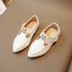 
Xianxiu girls retro pointed-toe leather shoes soft-soled rhinestone boy British style single shoes V6629 white 27:15.9cm