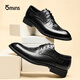 
15 minutes top layer cowhide men crocodile pattern men's shoes business formal leather shoes wedding shoes low top shoes men E1049 black 42