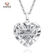 Aido Diamond pt950 platinum heart-shaped necklace for women, fashionable platinum brushed love pendant set chain for girlfriend, weight 3.6-3.8 grams, length 40+2+3cm