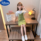Disney (Disney) Girls' Strap Skirt New Little Girls' Skirt Summer Baby Girl Short Sleeve Overalls Fruit Green Strap Skirt + Shirt (Set) 110 Recommended height 95-105 cm