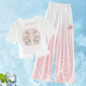 
NICKYBABY Girls' Chinese Style Set Summer Dopamine 2025 New Children's New Chinese Summer Two-Piece Set Girls' Children's Summer 15117 Gradient Purple + 9922 White 150 cm
